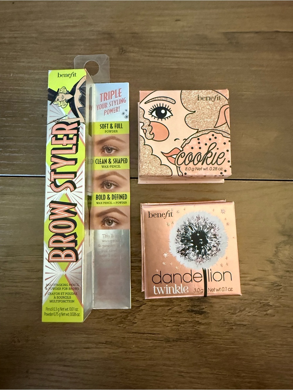 Benefit Cosmetics Bundle - Brow Styler + Cookie + Dandelion Twinkle